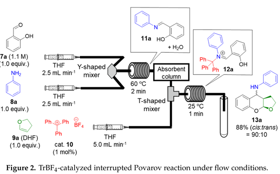 流动条件下TrBF4催化中断Povarov反应